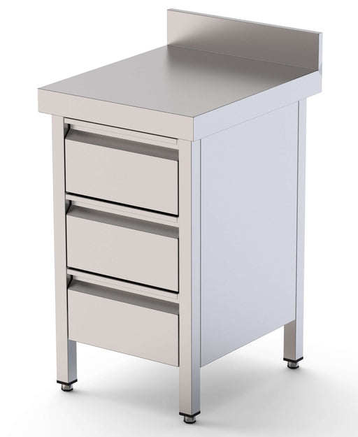 Mesa de Trabajo Acero Inoxidable Mural Con Cajones 500x700x850h mm WTW170050D3 - FrigeriaHosteleria.com