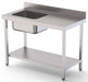 Mesa de Trabajo Acero Inoxidable Mural Con Estante y Con Cubeta a la izquierda 1000x600x850h mm WTW16010LB1 - FrigeriaHosteleria.com