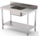 Mesa de Trabajo Acero Inoxidable Mural Con Estante y Con Cubeta Central 1600x600x850h mm WTW16016CB1 - FrigeriaHosteleria.com