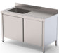 Mesa de Trabajo Acero Inoxidable Mural Con Puertas y Con Cubeta a la Izquierda 1400x600x850h mm WTW16014LBSD - FrigeriaHosteleria.com