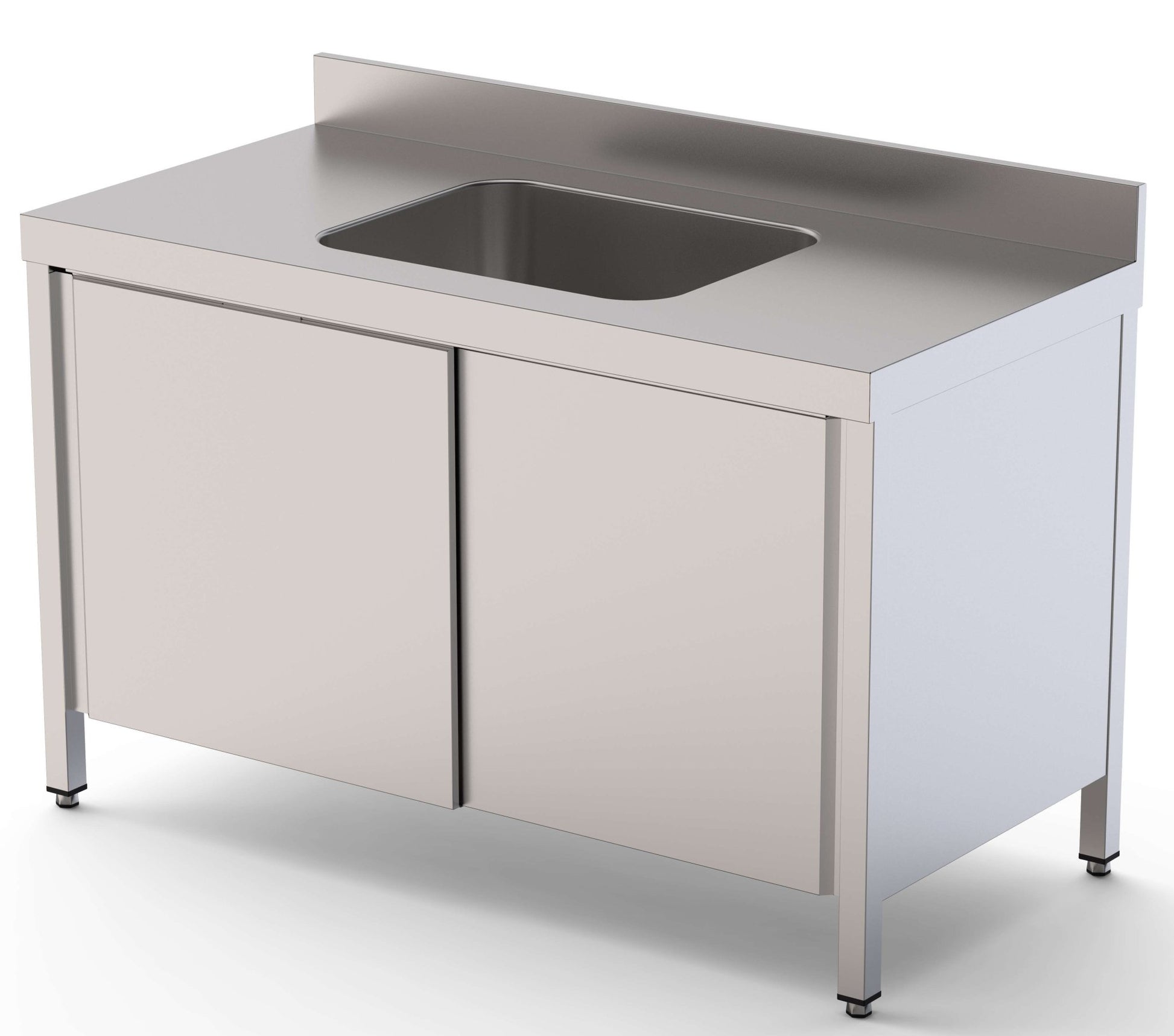 Mesa de Trabajo Acero Inoxidable Mural Con Puertas y Con Cubeta Central 2000x600x850h mm WTW16020CBSD - FrigeriaHosteleria.com