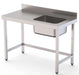 Mesa de Trabajo Acero Inoxidable Mural Sin Estante y Con Cubeta a la Derecha 1400x700x850h mm WTW17014RB0 - FrigeriaHosteleria.com