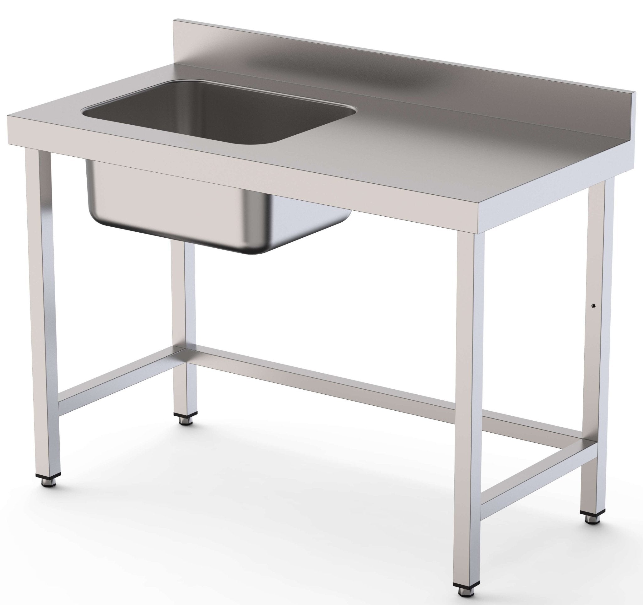 Mesa de Trabajo Acero Inoxidable Mural Sin Estante y Con Cubeta a la izquierda 1800x600x850h mm WTW16018LB0 - FrigeriaHosteleria.com