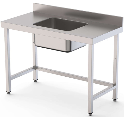 Mesa de Trabajo Acero Inoxidable Mural Sin Estante y Con Cubeta Central 1800x700x850h mm WTW17018CB0 - FrigeriaHosteleria.com