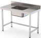 Mesa de Trabajo Acero Inoxidable Mural Sin Estante y Con Cubeta Central 1800x700x850h mm WTW17018CB0 - FrigeriaHosteleria.com