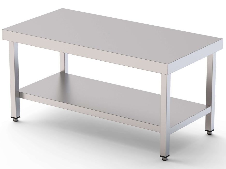 Mesa de Trabajo Inoxidable Baja Central Con Estante 1400x600x600h mm WTC260140S1