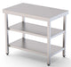 Mesa de Trabajo inoxidable Central Con 2 Estantes 1600x600x850h mm WTC160160S2 - FrigeriaHosteleria.com