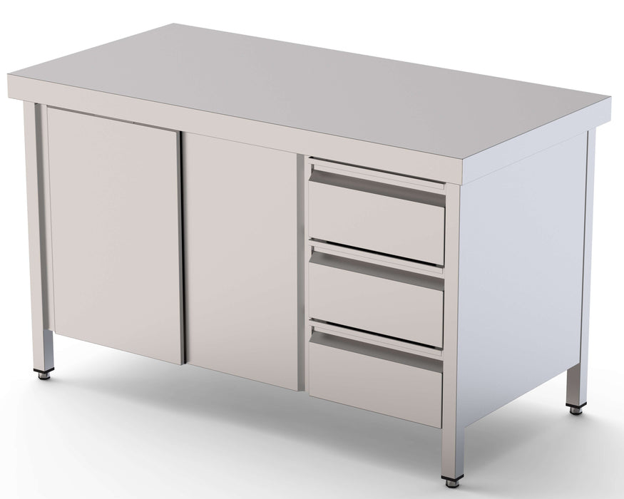 Mesa de Trabajo Inoxidable Central Con Cajones a la Dcha 1800x600x850h mm WTC16018DDR