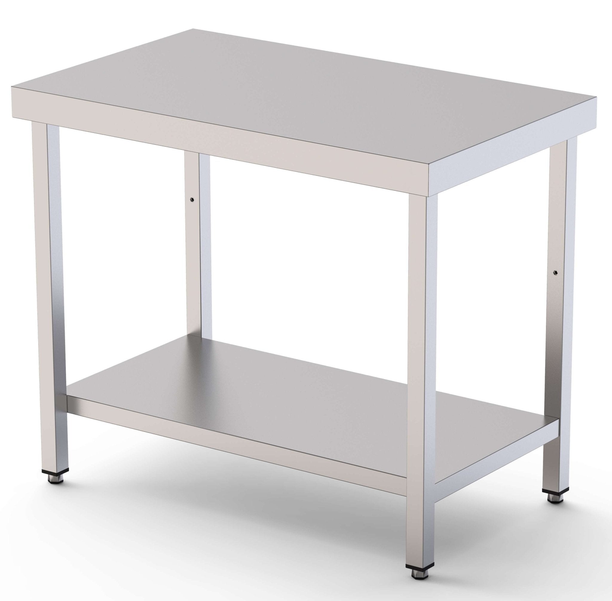 Mesa de Trabajo inoxidable Central Con Estante 1200x800x850h mm WTC180120S1 - FrigeriaHosteleria.com