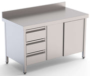 Mesa de Trabajo Inoxidable Con Cajones a la Izqda 2000x600x850h mm WTW16020DDL - FrigeriaHosteleria.com