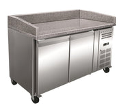 Mesa fría 2 Puertas Preparación Pizzas con Encimera Granito de 1515x800x1000h mmPZ2600TN - FrigeriaHosteleria.com
