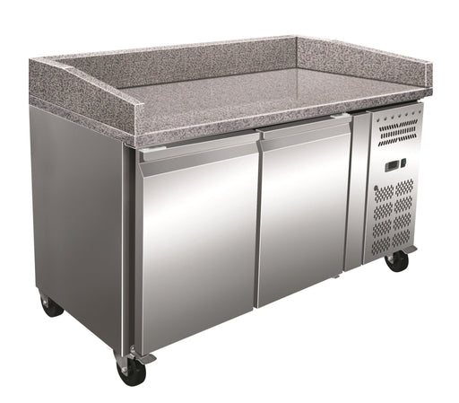 Mesa fría 2 Puertas Preparación Pizzas con Encimera Granito de 1515x800x1000h mmPZ2600TN - FrigeriaHosteleria.com