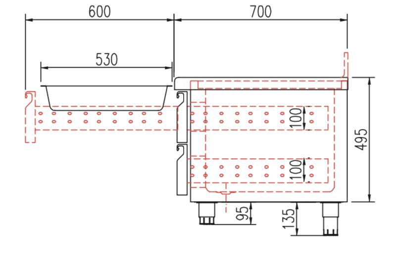 Mesa fría baja con cajones para cocina CORECO MFB - CC - FrigeriaHosteleria.com