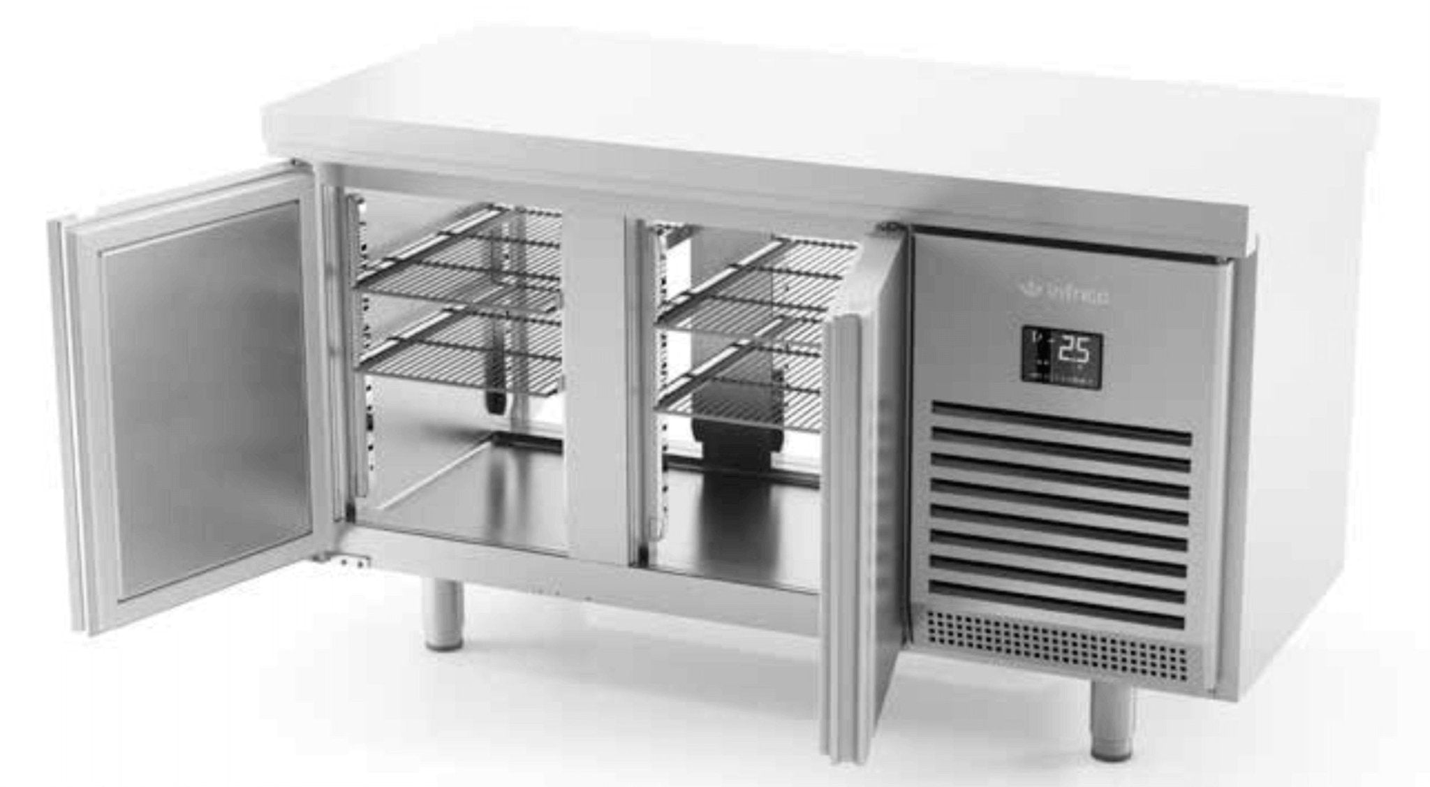 Mesa fría central pastelera puertas a ambos lados fondo 80 INFRICO MR - PDC - FrigeriaHosteleria.com