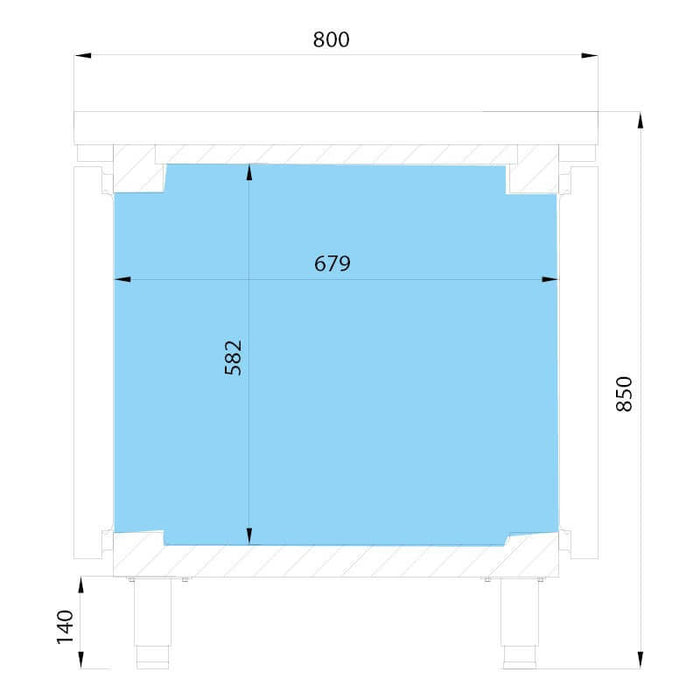 Mesa fría central pastelera puertas a ambos lados fondo 80 INFRICO MR - PDC - FrigeriaHosteleria.com