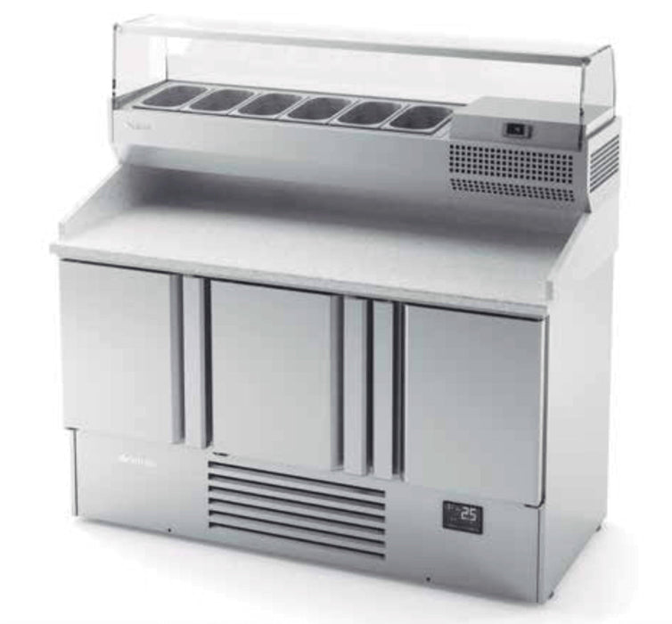 Mesa fría compacta para preparación pizzas INFRICO ME1003VIP - FrigeriaHosteleria.com