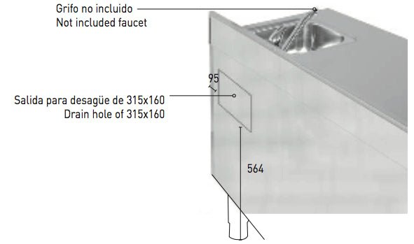 Mesa fría con fregadero fondo 70 Inverter A+ INFRICO BMGN - F - FrigeriaHosteleria.com