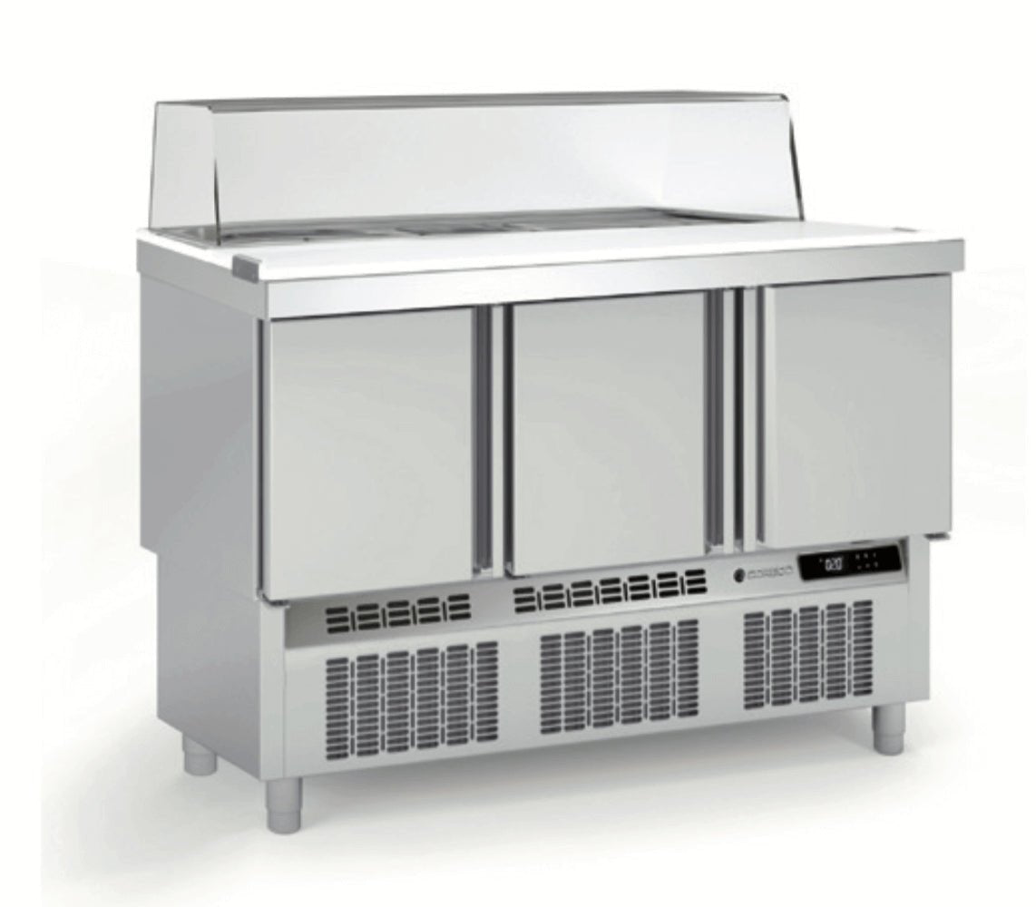 Mesa fría cúpula cristal preparación ensaladas y kebab CORECO MFS - C - FrigeriaHosteleria.com