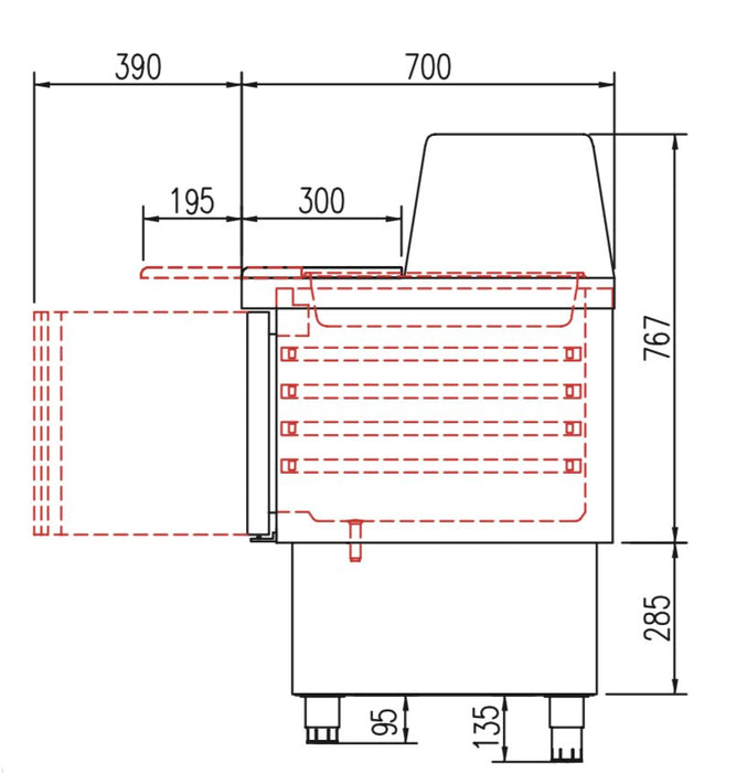 Mesa fría cúpula cristal preparación ensaladas y kebab CORECO MFS - C - FrigeriaHosteleria.com