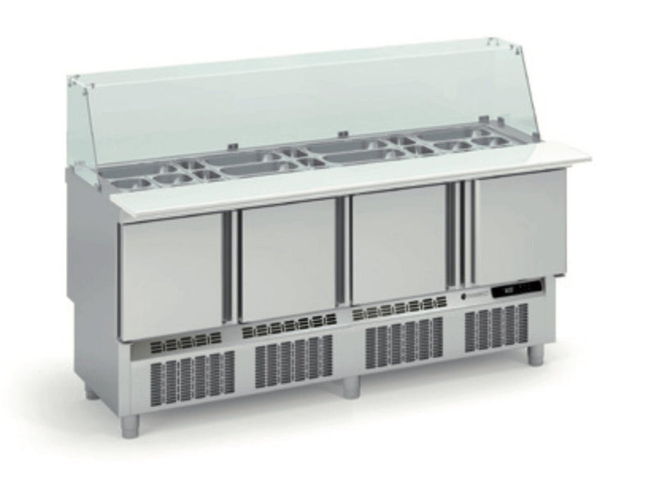 Mesa fría cúpula cristal preparación kebab y ensaladas CORECO MFK - FrigeriaHosteleria.com