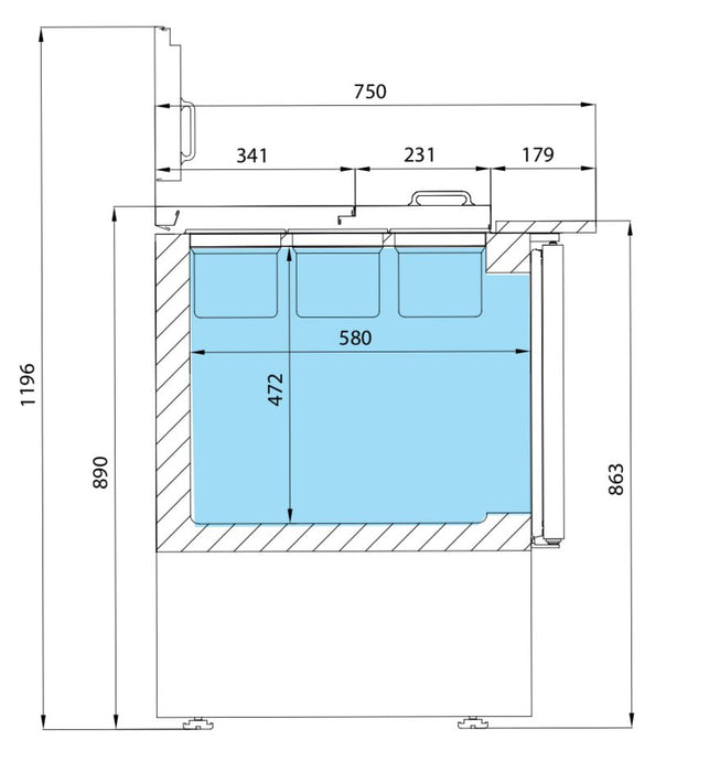 Mesa fría de ingredientes para preparación ensaladas INFRICO ME - BAN - FrigeriaHosteleria.com