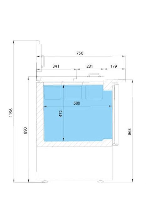 Mesa fría de ingredientes para preparación Kebab fondo 70 INFRICO ME - KB - FrigeriaHosteleria.com