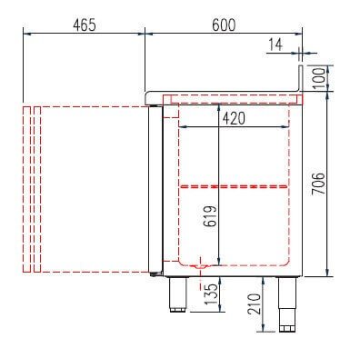 Mesa fría fondo 60 CORECO S - Line TSR - S - FrigeriaHosteleria.com