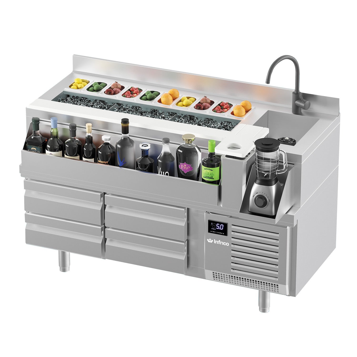 Mesa fría para cocktails y combinados fondo 70 INFRICO BST - R - FrigeriaHosteleria.com