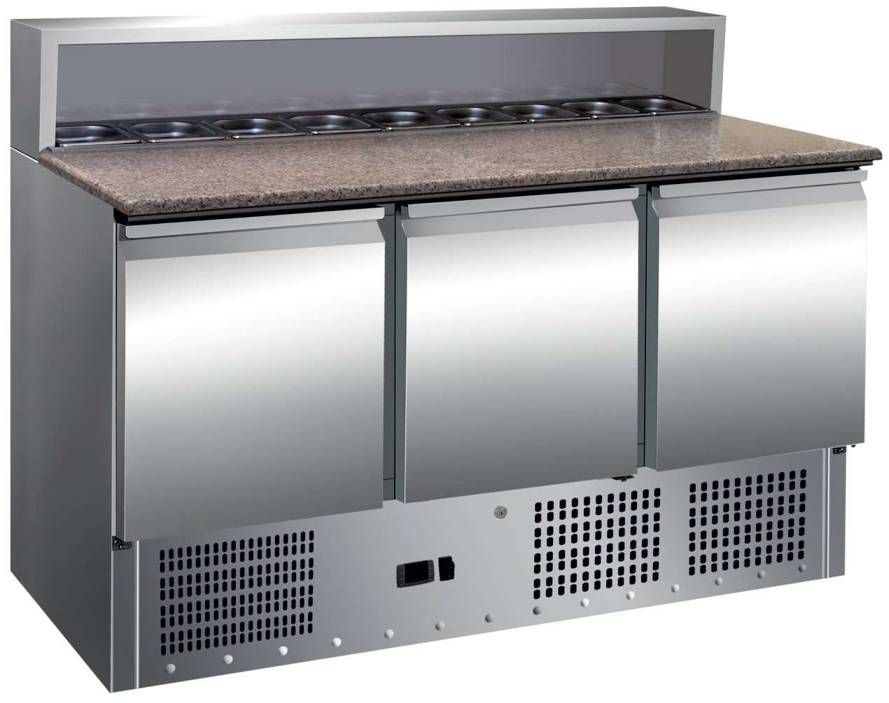 Mesa fría preparación ensaladas con encimera granito ancho 137 PS903 - FrigeriaHosteleria.com