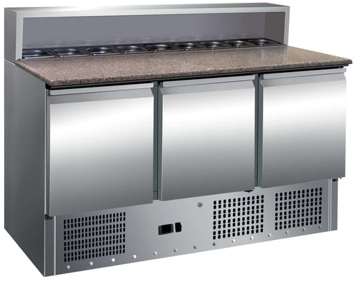 Mesa fría preparación ensaladas con encimera granito ancho 137 PS903 - FrigeriaHosteleria.com