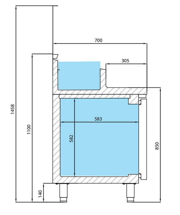 Mesa fría preparación ensaladas fondo 70 Inverter A+ INFRICO BMGN - EN - FrigeriaHosteleria.com
