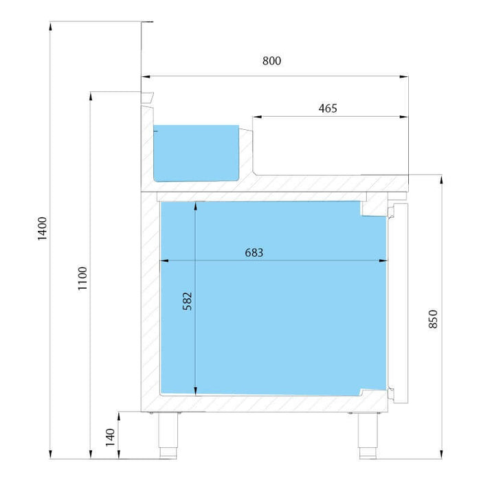Mesa fría preparación ensaladas fondo 80 INFRICO MR - EN - FrigeriaHosteleria.com