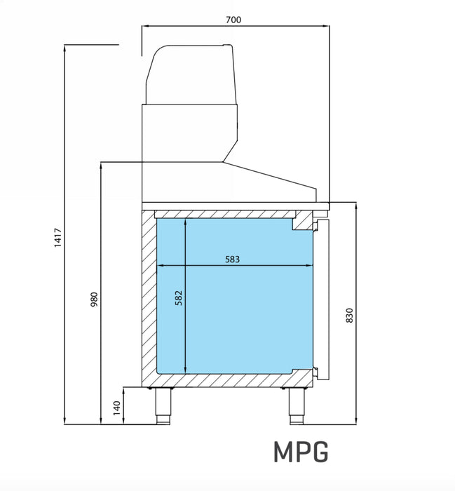 Mesa fría preparación pizzas fondo 70 Inverter A+ INFRICO MPG - FrigeriaHosteleria.com