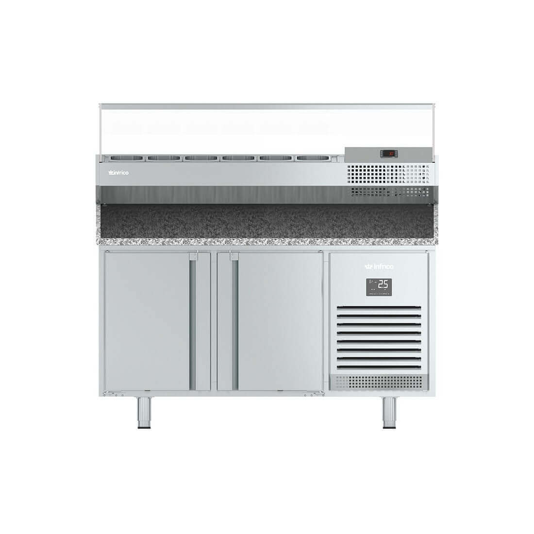 Mesa fría preparación pizzas fondo 70 Inverter A+ INFRICO MPG - FrigeriaHosteleria.com
