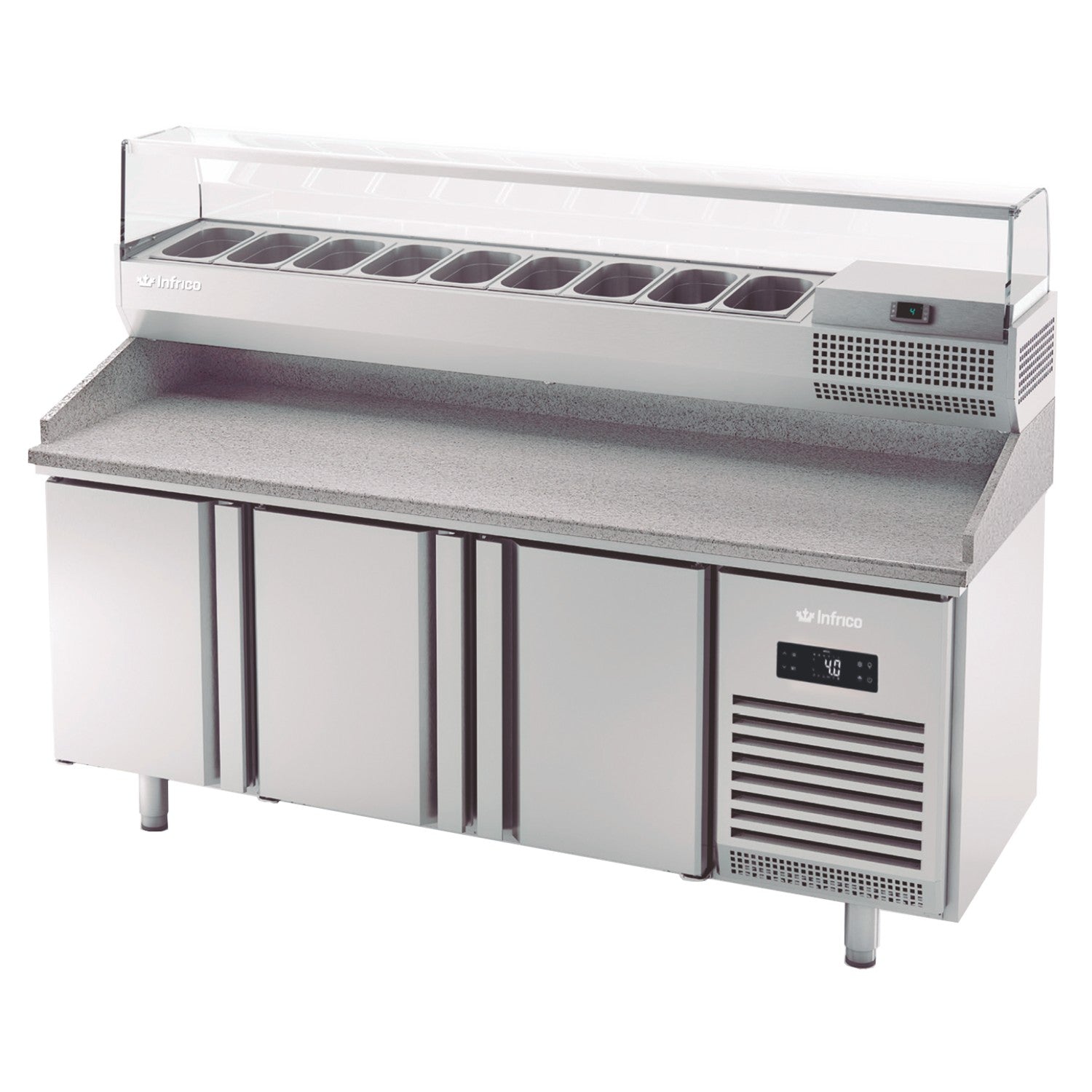 Mesa fría preparación pizzas fondo 70 Inverter A+ INFRICO MPG - FrigeriaHosteleria.com