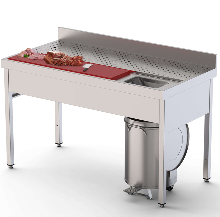 Mesa preparación alimentos con cubeta ancho 140 IS1714FPVS0