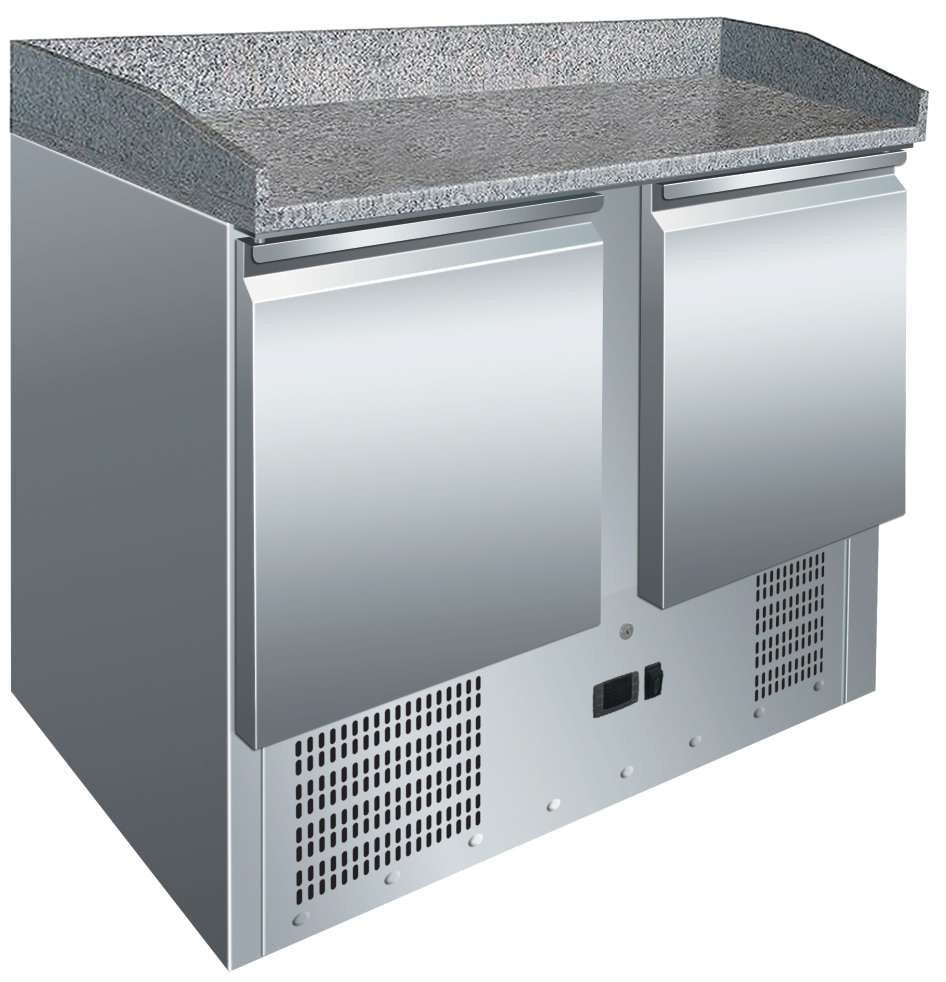 Mesa refrigerada 2 puertas con encimera granito ancho 104 S902PZ - FrigeriaHosteleria.com