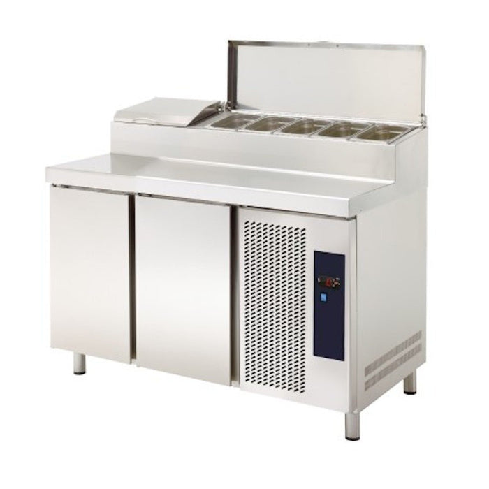 Mesa refrigerada 2 puertas con vitrina ingredientes ancho 135 MRP - 135E - FrigeriaHosteleria.com