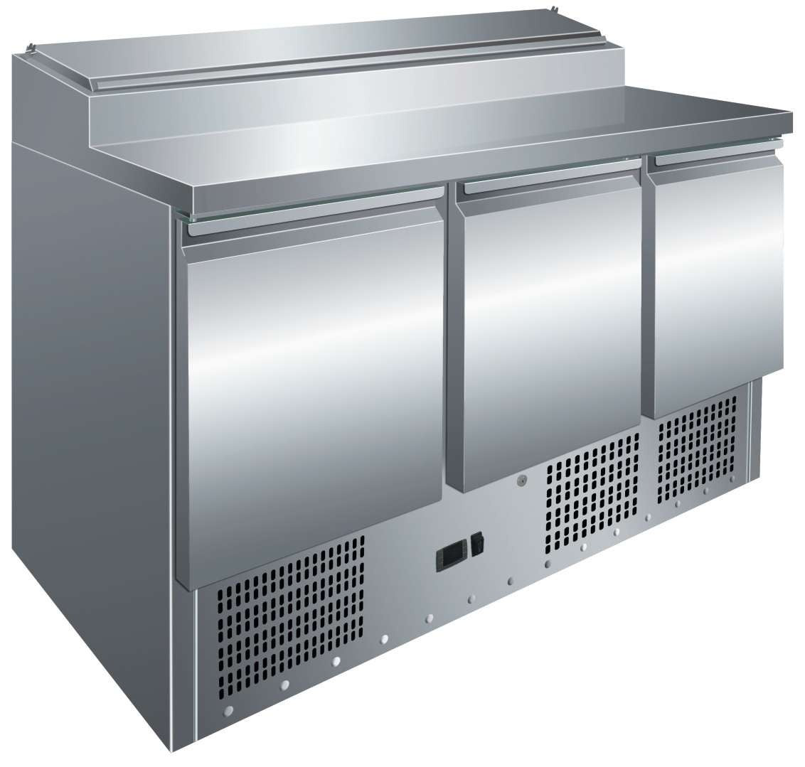 Mesa refrigerada 3 puertas preparación ensaladas ancho 137 PS300 - FrigeriaHosteleria.com
