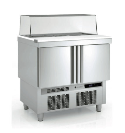 Mesa fría cúpula cristal  preparación ensaladas y kebab CORECO MFS-C