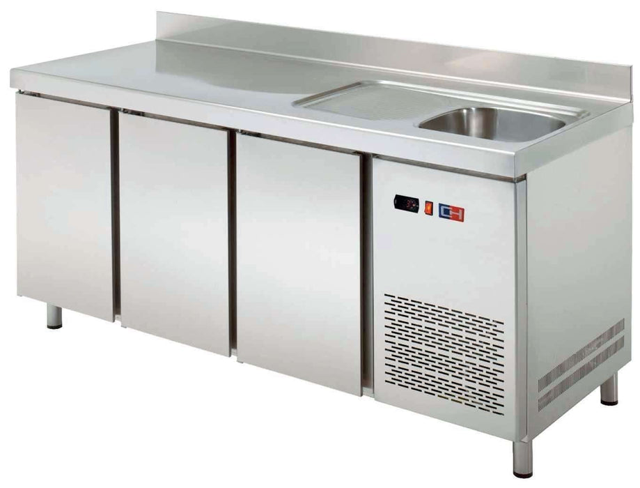 Mesa refrigerada con fregadero 2 puertas ancho 149 fondo 60 MRCH - 150F - FrigeriaHosteleria.com