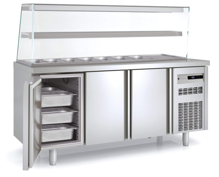 Mesa refrigerada ingredientes con cúpula cristal y estante CORECO MFK70 - FrigeriaHosteleria.com