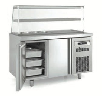 Mesa refrigerada ingredientes con cúpula cristal y estante CORECO MFK70 - FrigeriaHosteleria.com