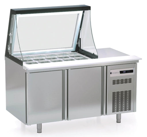 Mesa refrigerada ingredientes con tapa cristal elevable CORECO PC80 - LGL - FrigeriaHosteleria.com