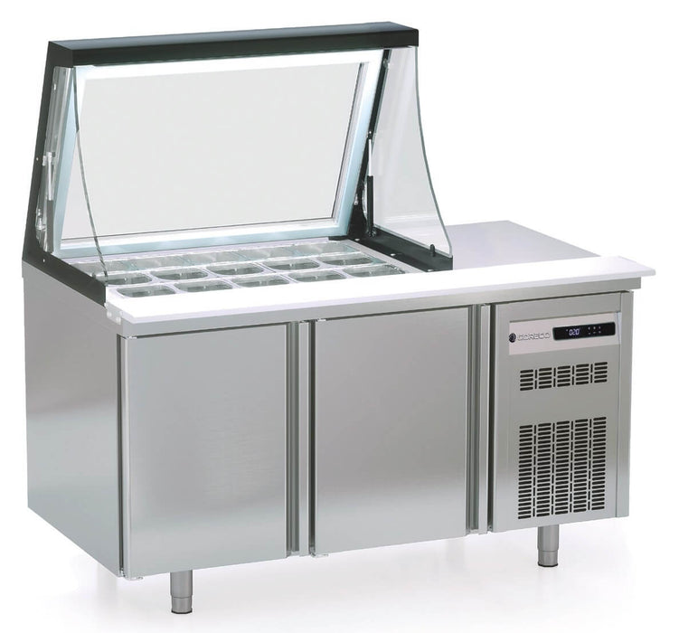 Mesa refrigerada ingredientes con tapa cristal elevable CORECO PC80 - LGL - FrigeriaHosteleria.com