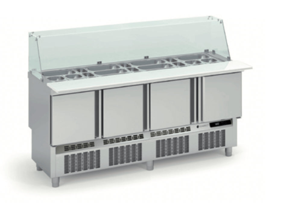 Mesa fría cúpula cristal preparación kebab y ensaladas CORECO MFK