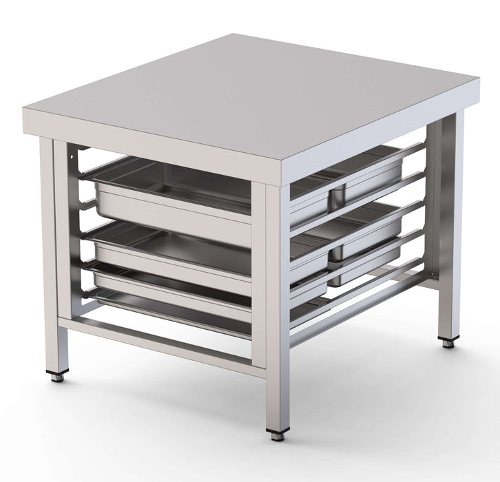 Mesa soporte para hornos con 6 guias GN2/1 WTC085GN11O - FrigeriaHosteleria.com