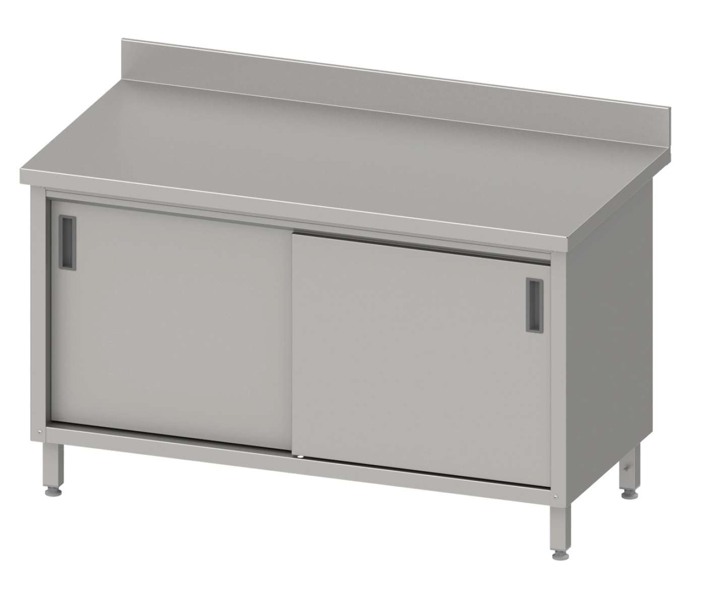 Mesa trabajo acero inoxidable AISI 201 con puertas correderas 1400x600x850 mm MMPC146 Línea Varsovia (950186140) - FrigeriaHosteleria.com