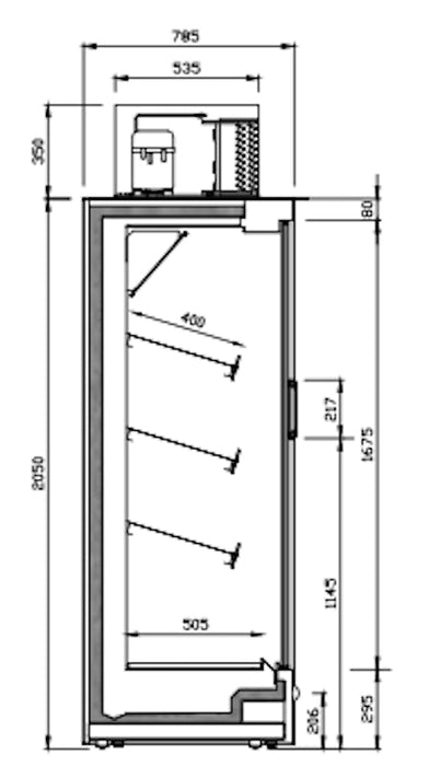 Mural refrigerado con puertas con grupo en techo fondo 80 INFRICO MNDGUH1 - FrigeriaHosteleria.com
