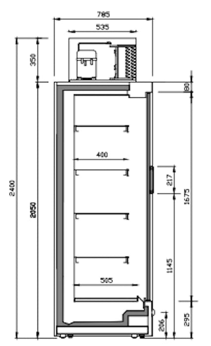 Mural refrigerado con puertas con grupo en techo fondo 80 INFRICO MNDGUM2 - FrigeriaHosteleria.com